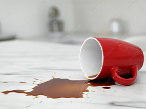 Coffee spilled on countertop